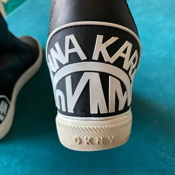 Donna Karan DKNY Women's Black White Wedge Bootie Sneakers Size 9.5 - Picture 6 of 12